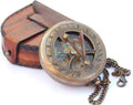 Beautiful Sundial Compass With Leather Bag