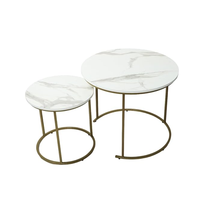 Coffee Table (White Marble Finish Top with Golden Legs)