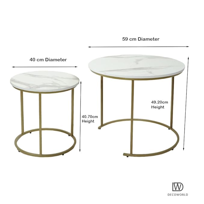 Coffee Table (White Marble Finish Top with Golden Legs)