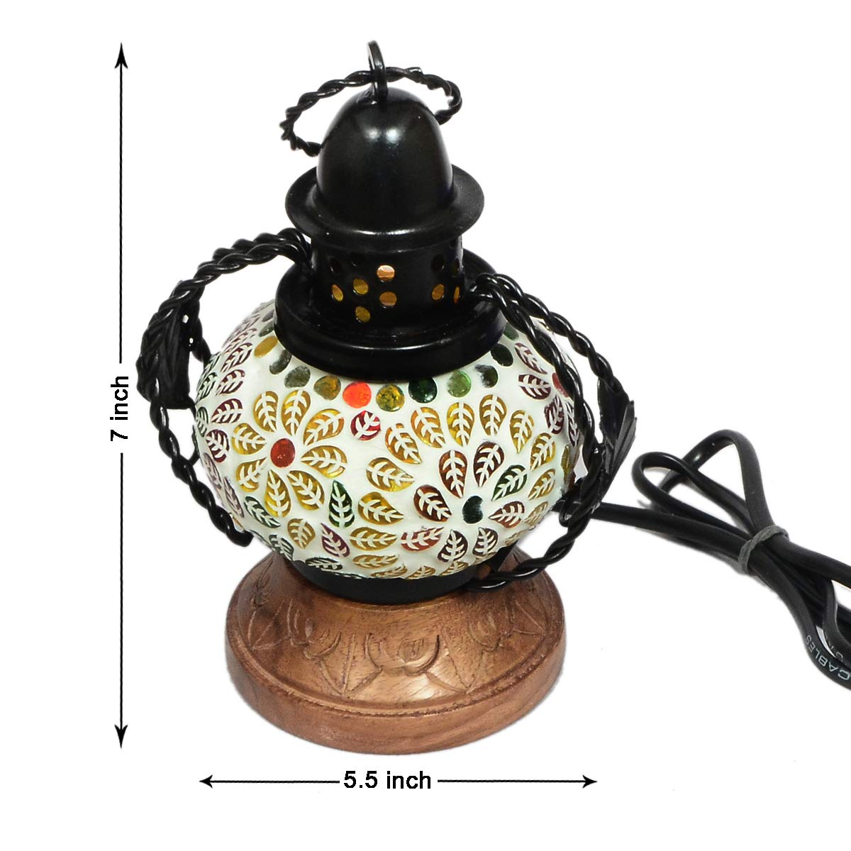 Handmade Wooden & Iron Electric Hanging Lantern