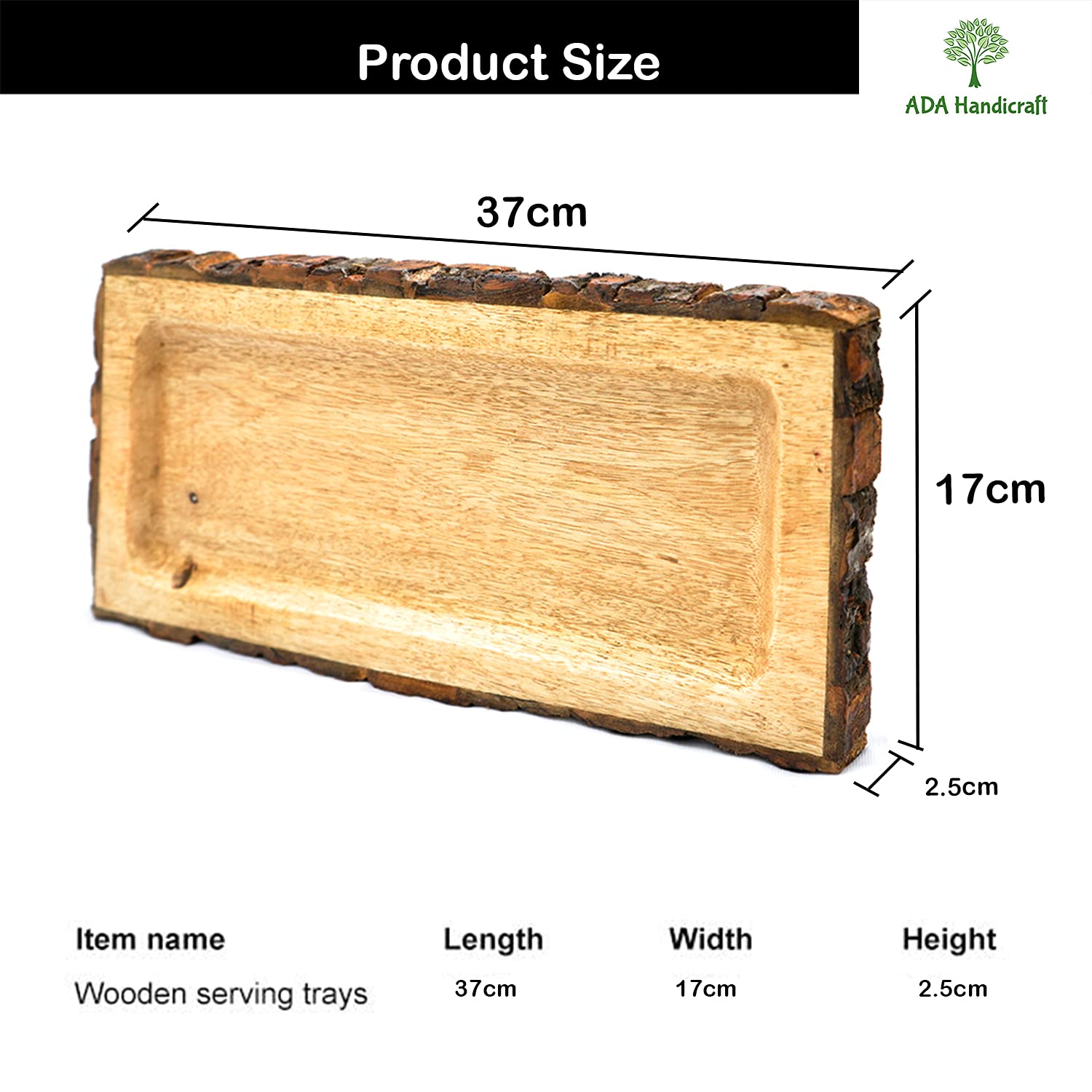 Antique Style Bark Serving Platter