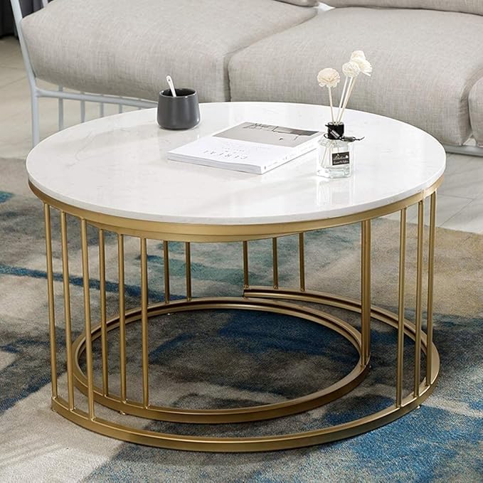 Gold Metal Frame and a Sophisticated MDF Faux Marble Top