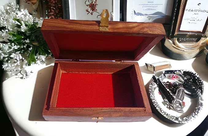 Handmade Wooden Jewellery Box for Women Wood Jewel Organizer Hand Carved with Intricate Carvings Gift Items - 6 inches