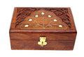 Handmade Wooden Jewellery Box for Women Wood Jewel Organizer Hand Carved with Intricate Carvings Gift Items - 6 inches