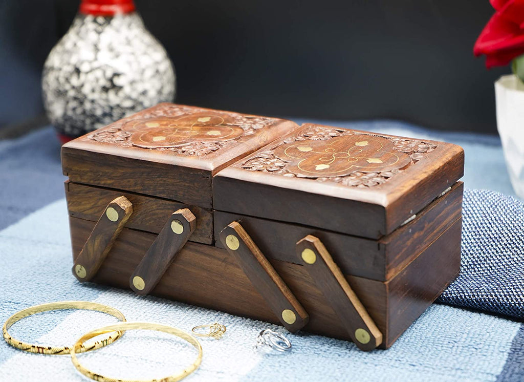 Handcrafted 3 in 1  Wooden Jewelry Box