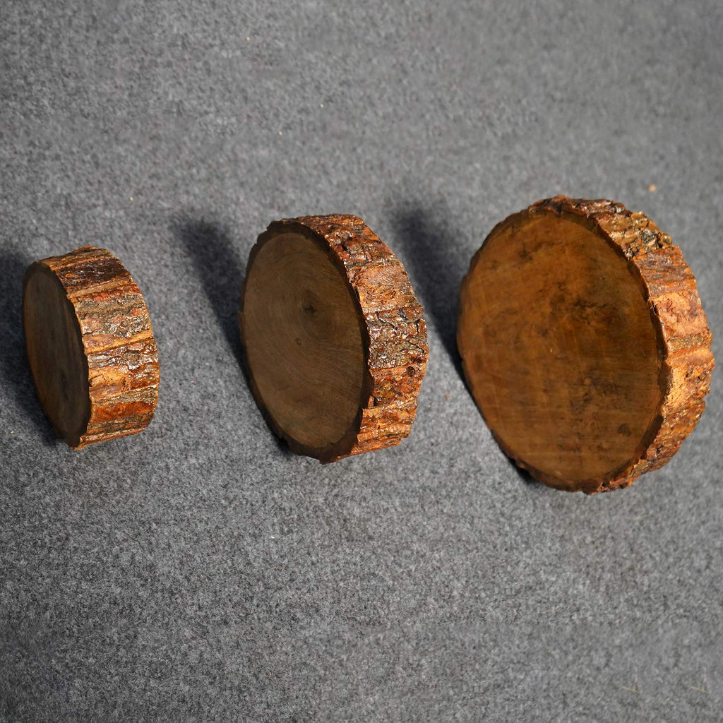 Hand Crafted Wooden Bark Tray Set of 3
