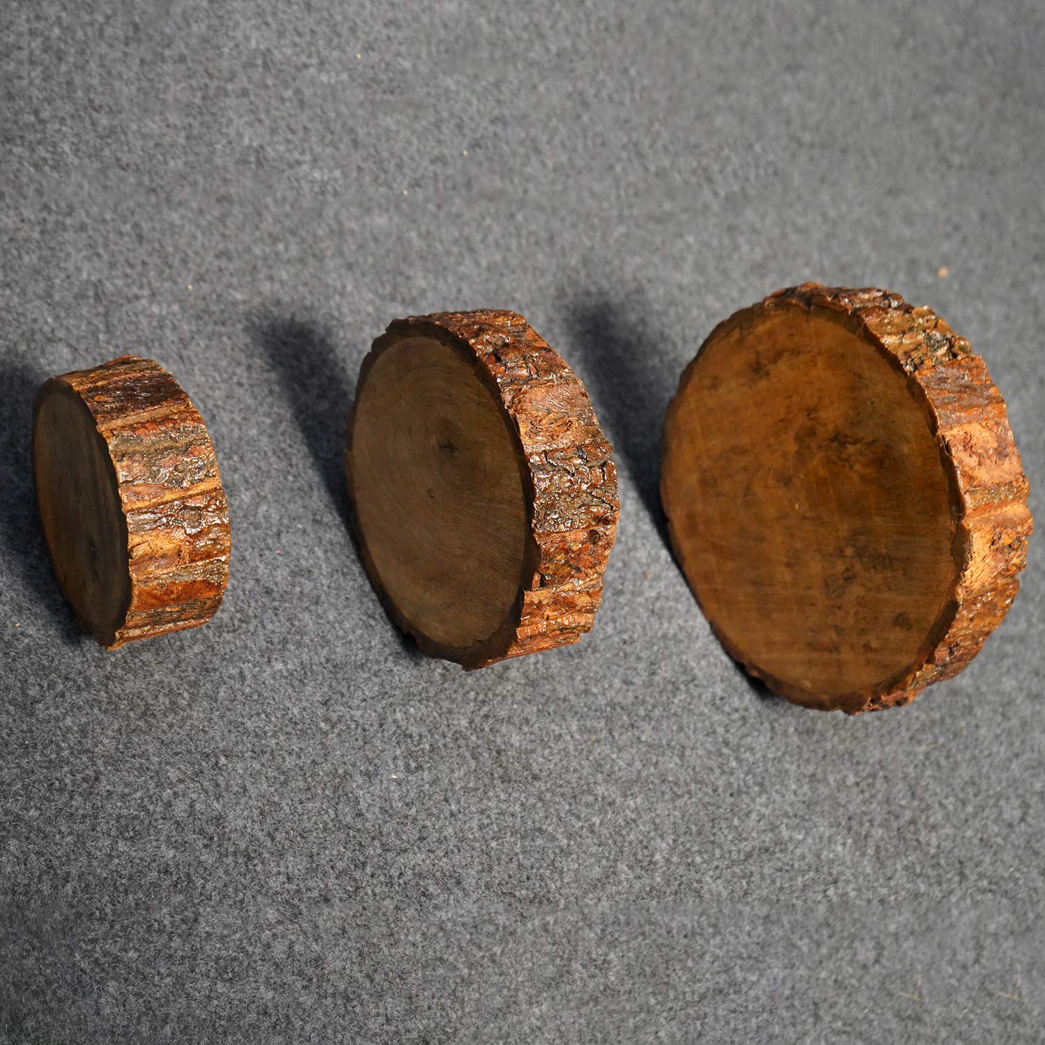 Hand Crafted Wooden Bark Tray Set of 3
