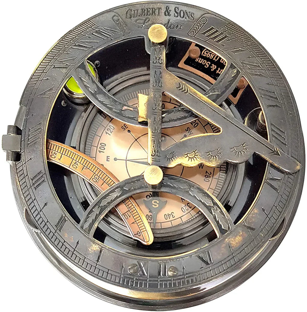 Gilbert & Son's Sundial Compass In Rosewood Case - 3.5" Vintage Gift
