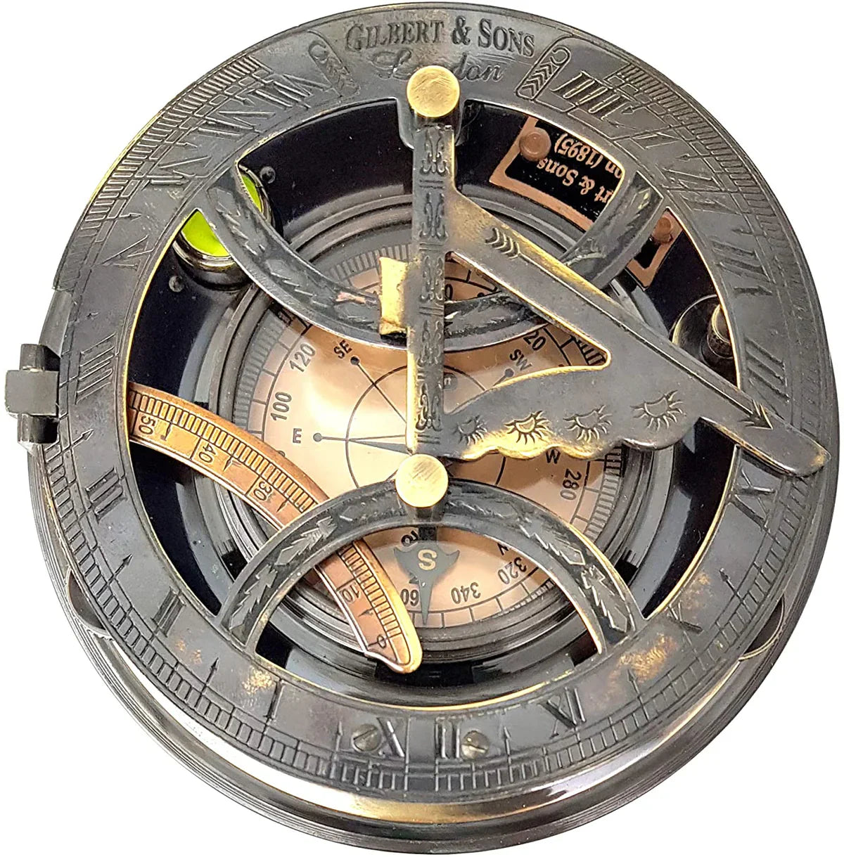 Gilbert & Son's Sundial Compass In Rosewood Case - 3.5" Vintage Gift