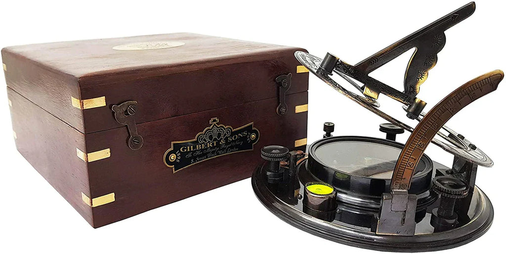 Gilbert & Son's Sundial Compass In Rosewood Case - 3.5" Vintage Gift