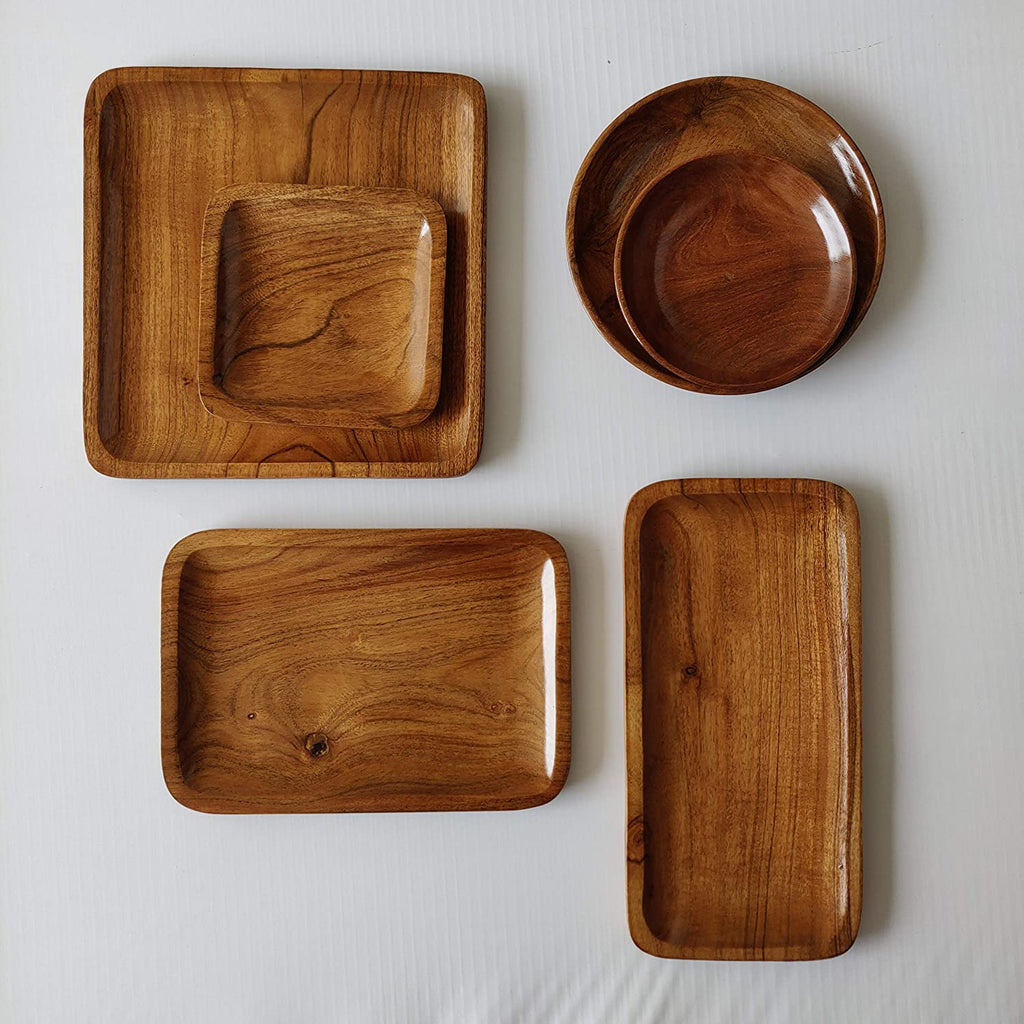 Acacia Wood Platter Set of 6 || Food Grade || Water Resistant