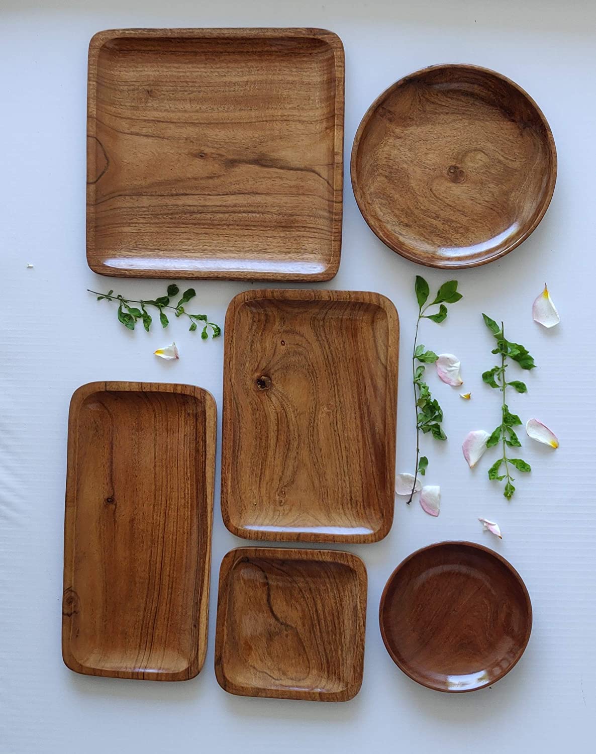 Acacia Wood Platter Set of 6 || Food Grade || Water Resistant