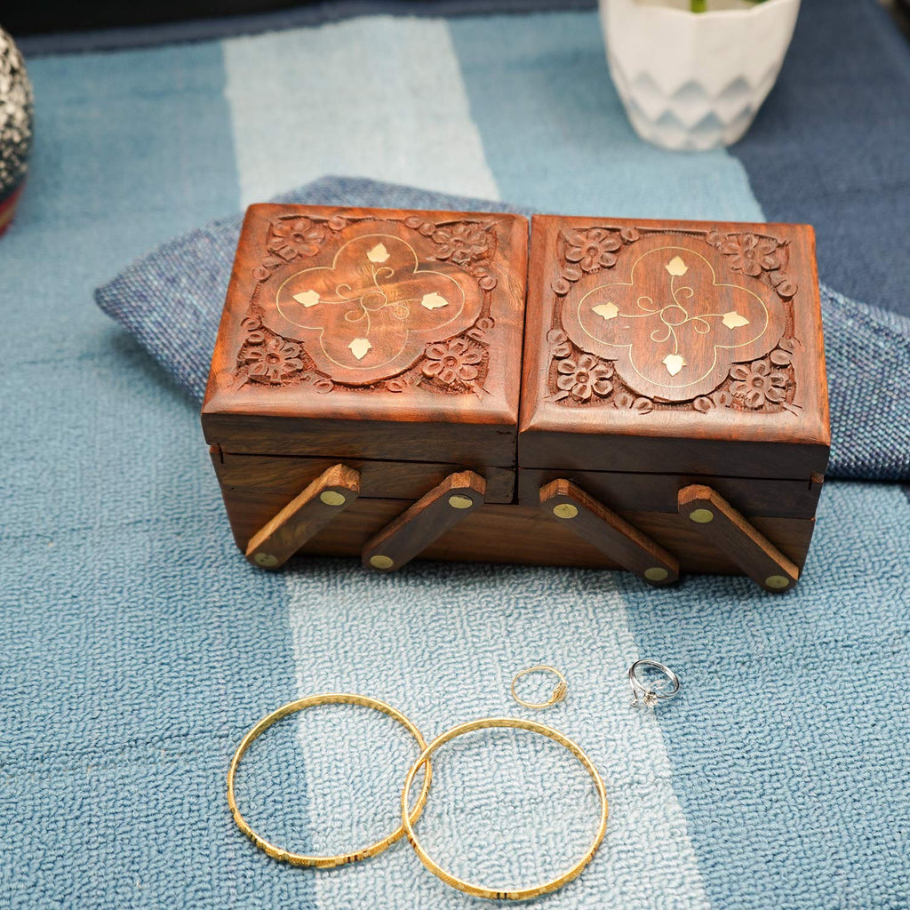 Handcrafted 3 in 1  Wooden Jewelry Box
