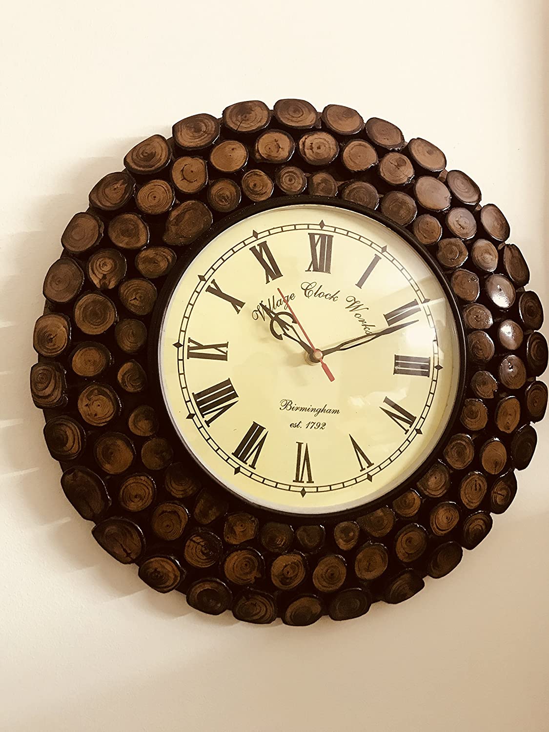 Handcrafted Wall Clock with Roman Dial - Vintage Look