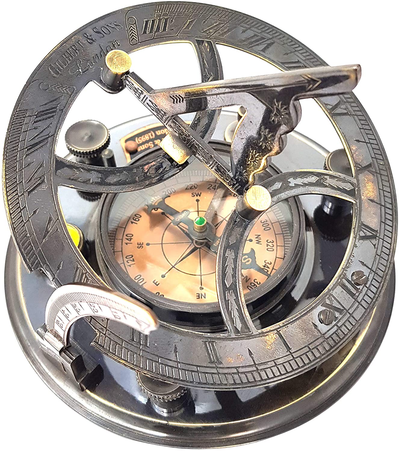 Gilbert & Son's Sundial Compass In Rosewood Case - 3.5" Vintage Gift