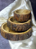 Hand Crafted Wooden Bark Tray Set of 3