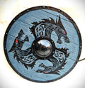 Fenrir Grey Wolf Authentic Battle Worn Viking Shield By Kraftsone