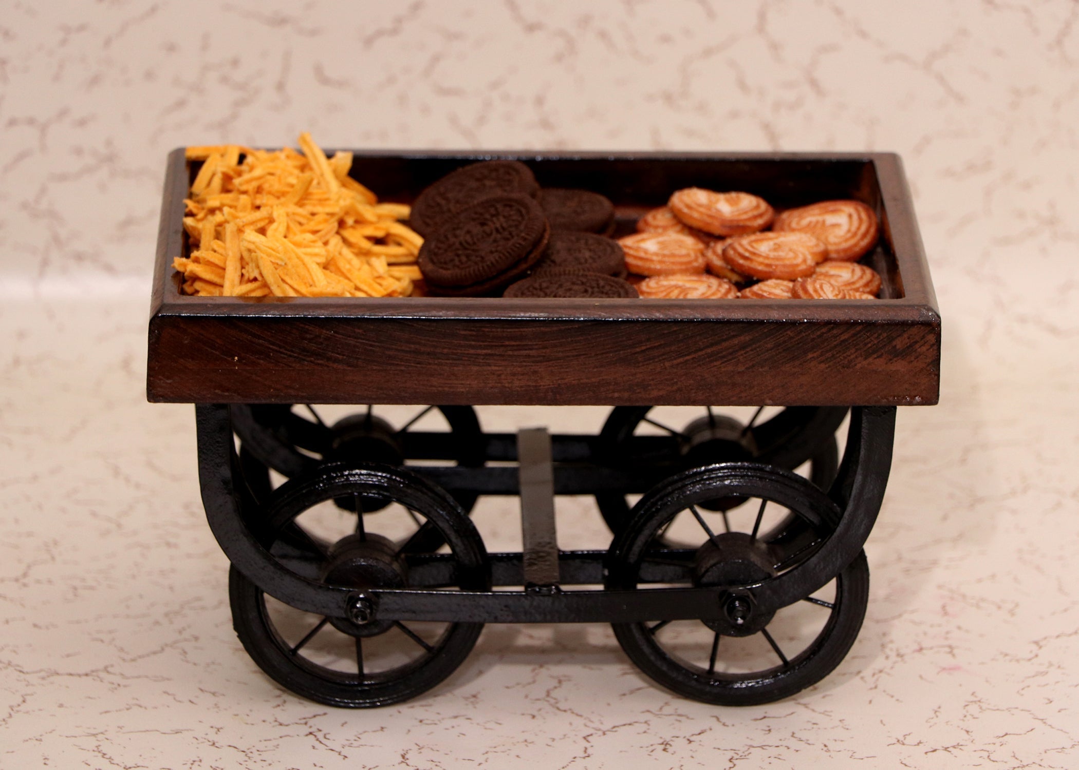 Handmade Wooden Desi Kart/Reda for Serving II Movable Wheels