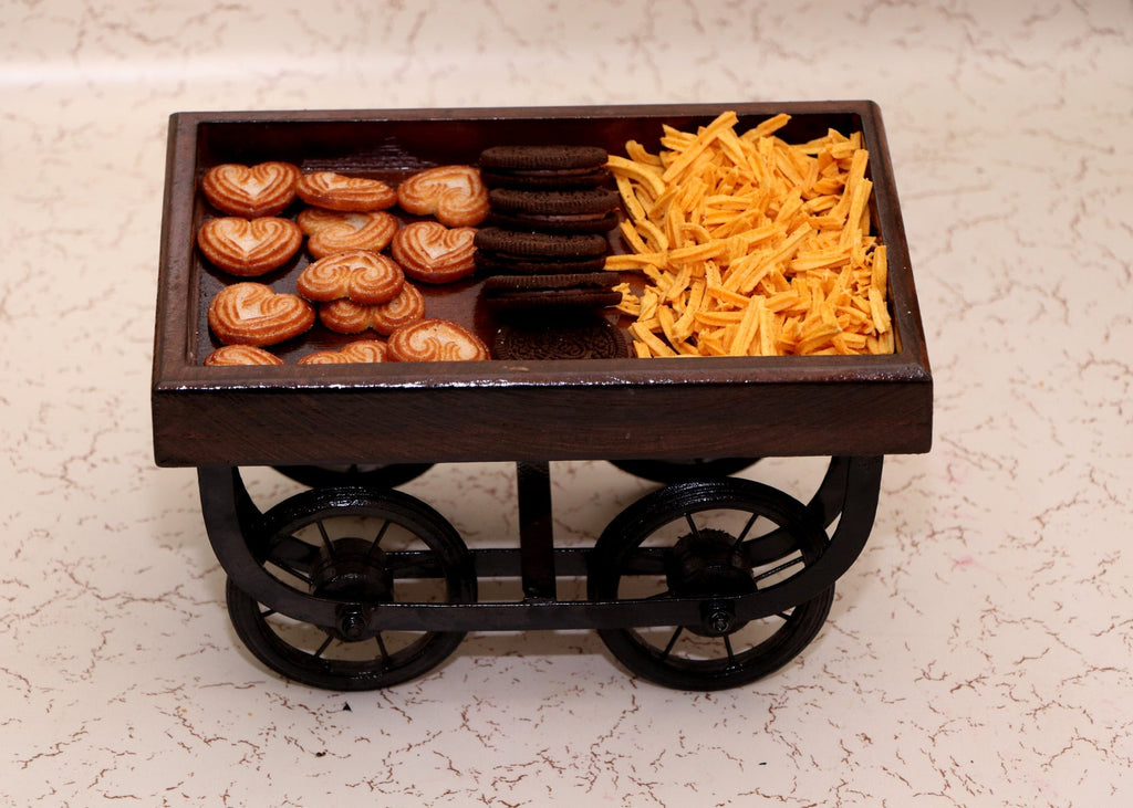 Handmade Wooden Desi Kart/Reda for Serving II Movable Wheels