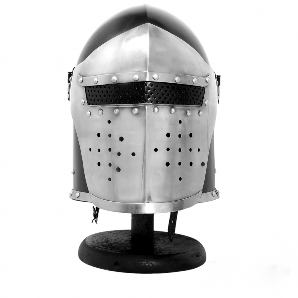 Barbuta Visored Medieval Knights Templar Crusader Helmet (Black) By Kraftsone