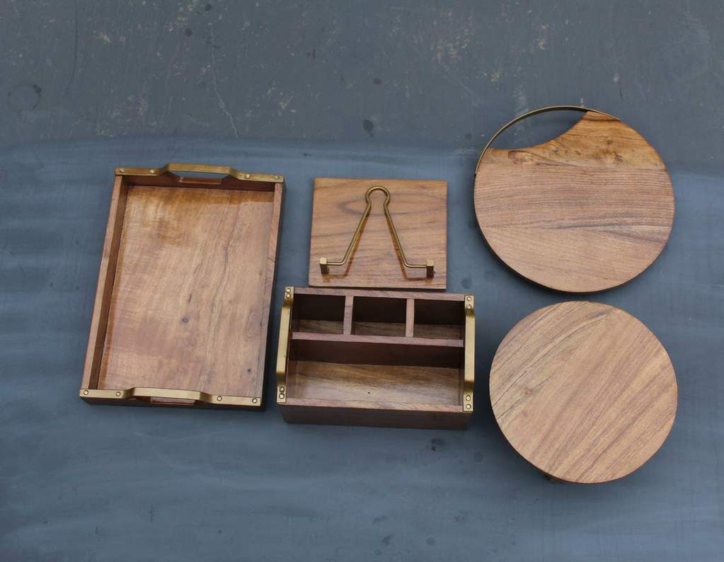 Kraftsone Wooden Combo Set of 5, Food Grade and Water Resistant