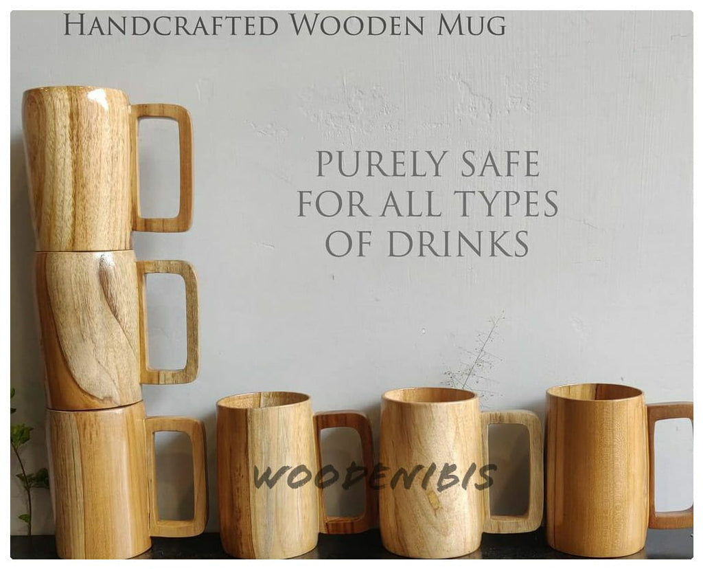 Handcrafted Teak Wood Mugs II Food Grade II Water Resistant