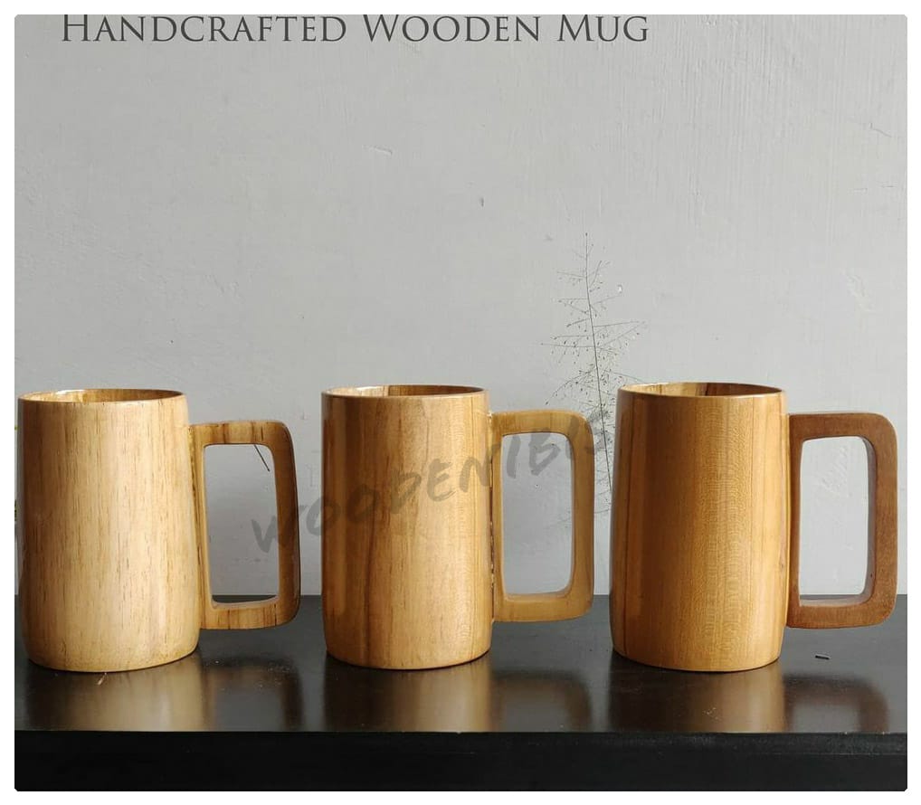 Handcrafted Teak Wood Mugs II Food Grade II Water Resistant
