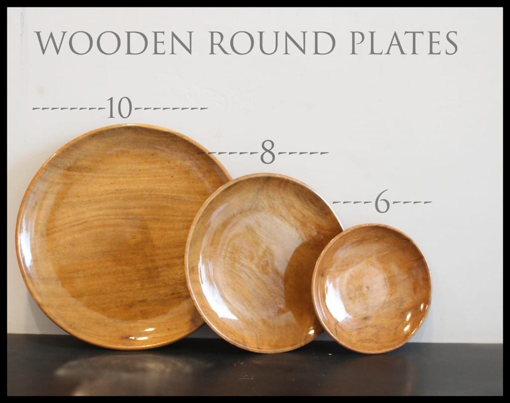 Kraftsone  Wooden Round Plate Set of 3 || Food Grade and Water Resistant
