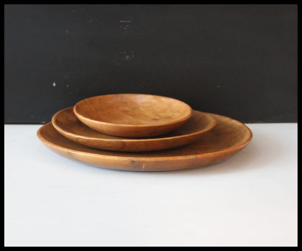 Kraftsone  Wooden Round Plate Set of 3 || Food Grade and Water Resistant