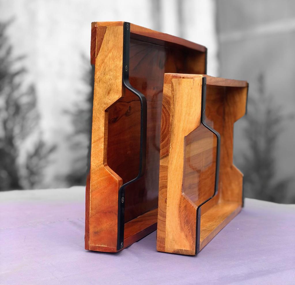 Kraftsone premium acacia wood serving tray combo II Water Resistant