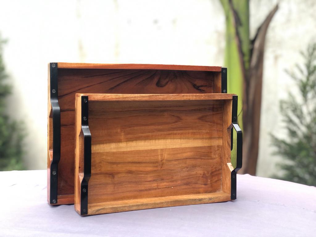 Kraftsone premium acacia wood serving tray combo II Water Resistant