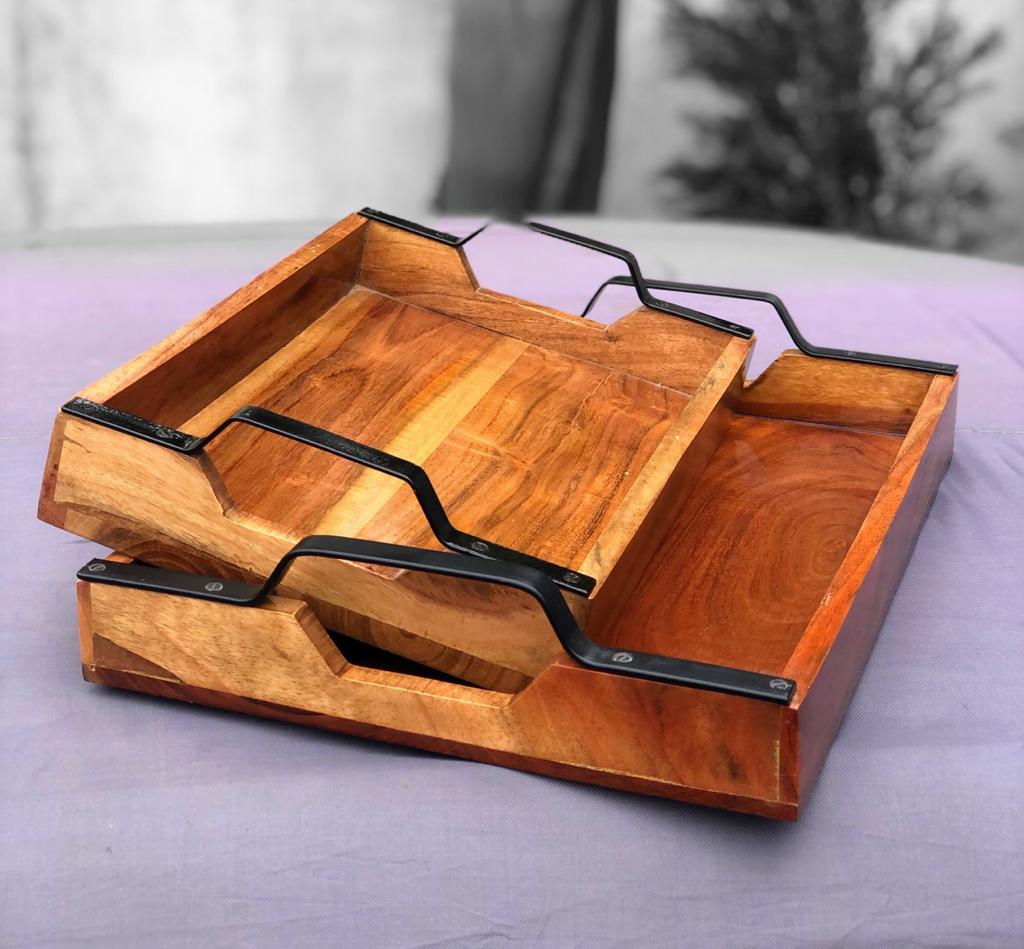 Kraftsone premium acacia wood serving tray combo II Water Resistant