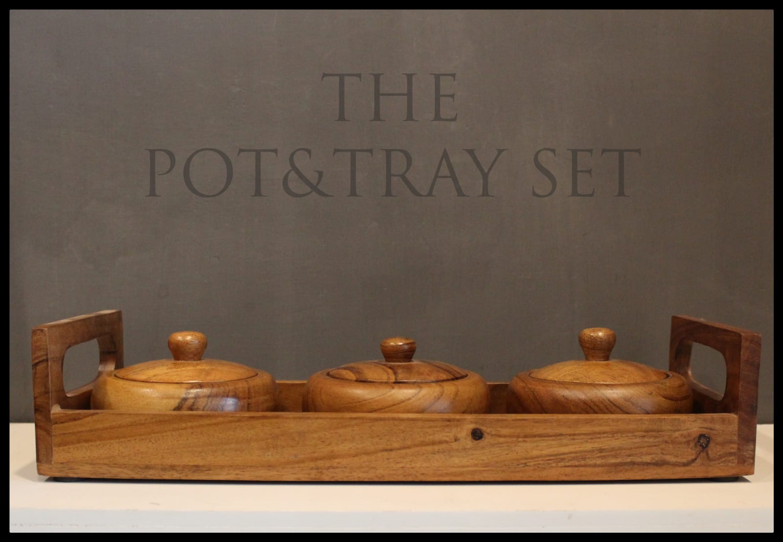 Kraftsone  serving pots with tray || Wooden refreshment jars