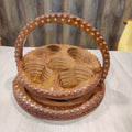 Handcrafted Wooden Beautiful Dry Fruit Foldable Basket With Brass Work