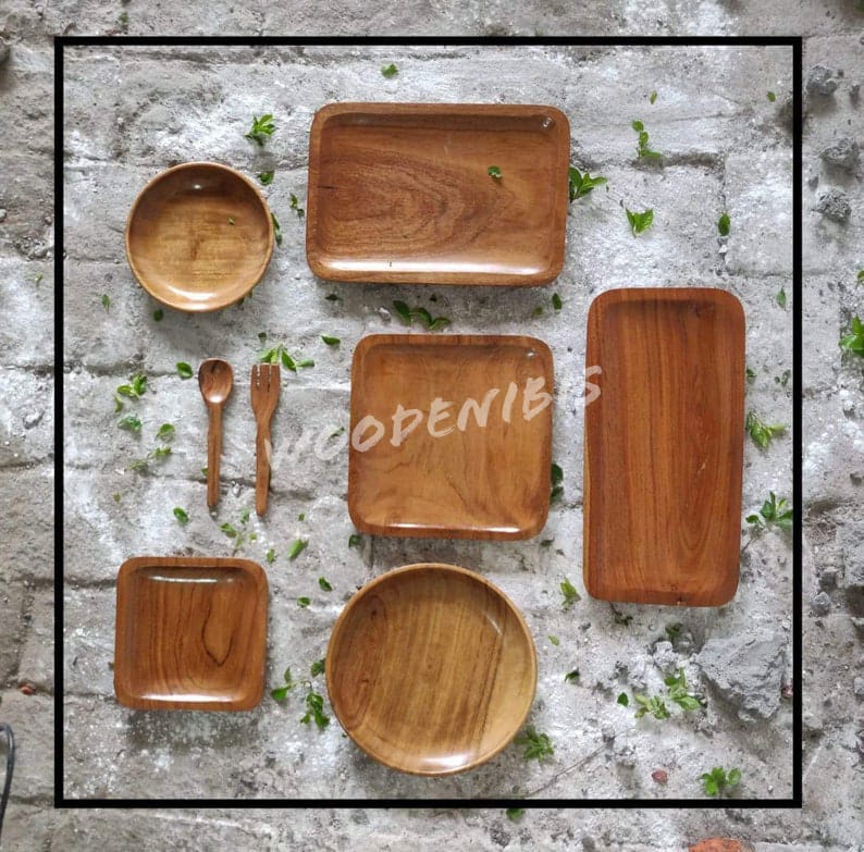 Acacia Wood Platter Set of 6 || Food Grade || Water Resistant