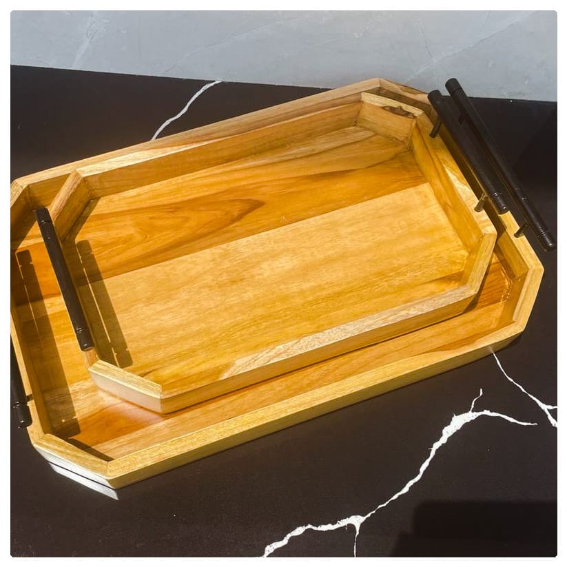 Kraftsone Premium Quality Teak Wood Serving Tray || Water Resistant