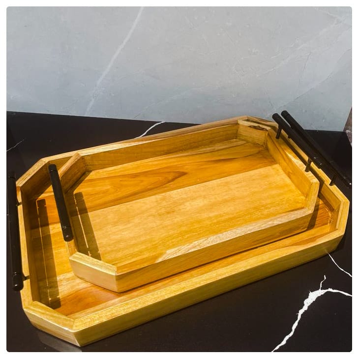 Kraftsone Premium Quality Teak Wood Serving Tray || Water Resistant