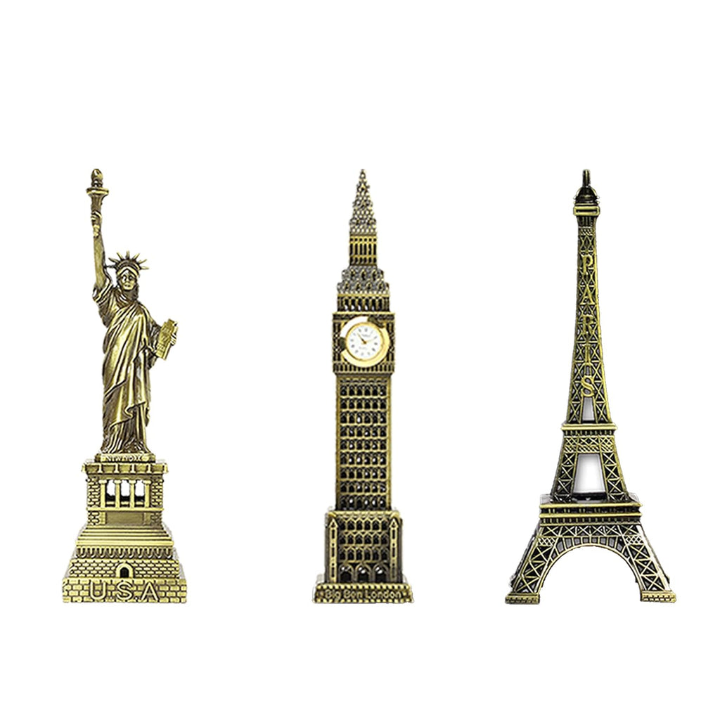 Eiffel Tower Big Ben & Statue of Liberty Set of 3 For Home Decor