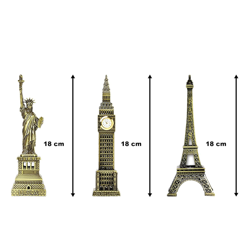 Eiffel Tower Big Ben & Statue of Liberty Set of 3 For Home Decor