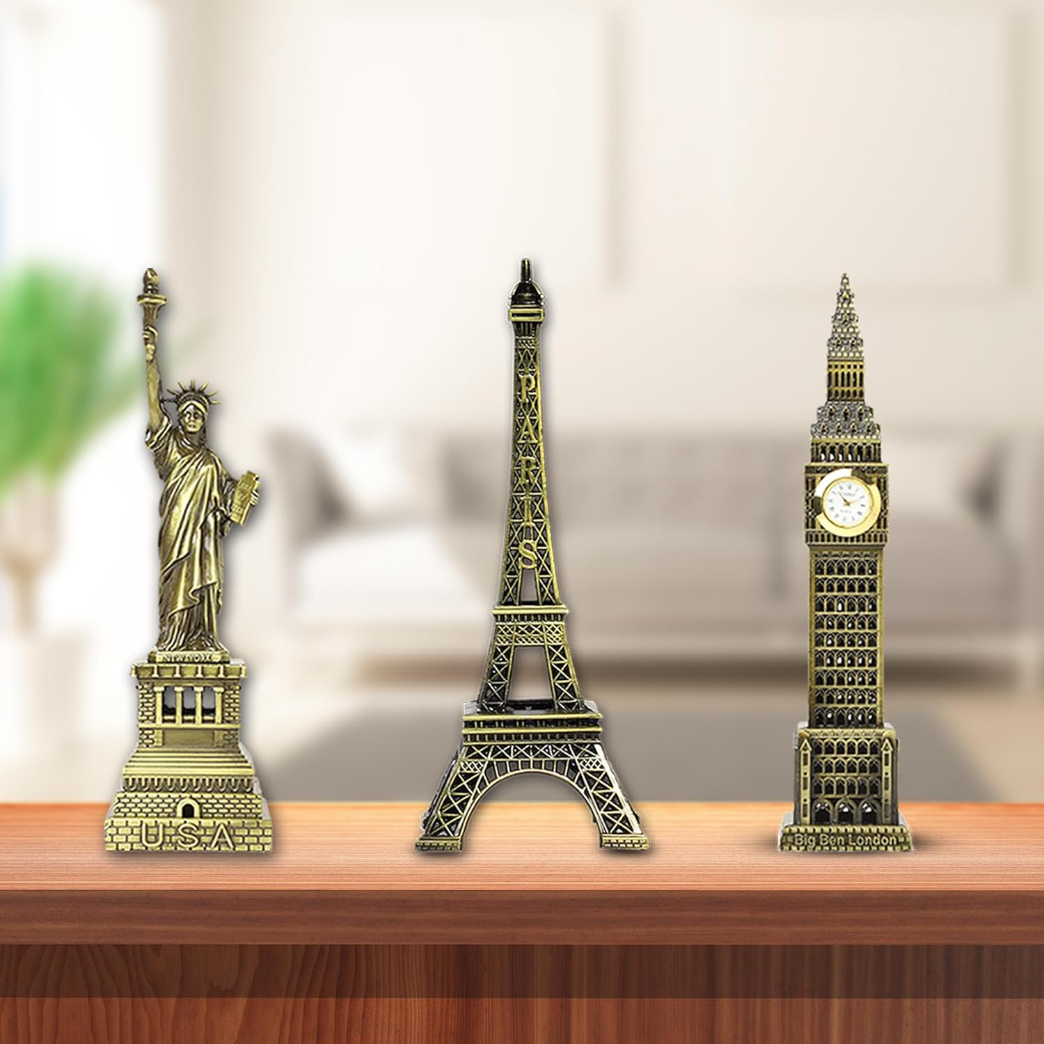 Eiffel Tower Big Ben & Statue of Liberty Set of 3 For Home Decor