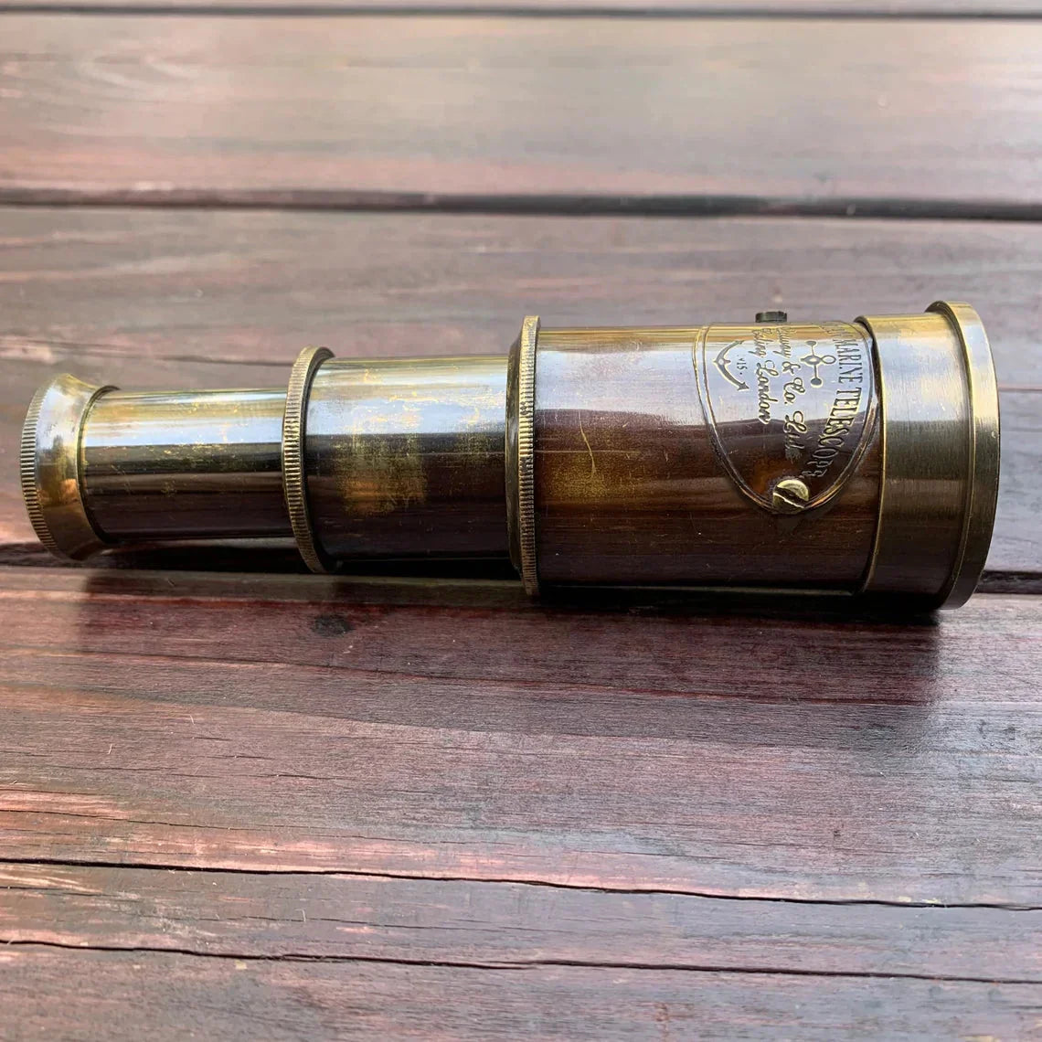 Antique Model Victorian Marine Telescope With Wooden Box
