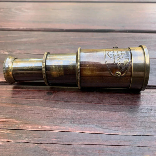 Antique Model Victorian Marine Telescope With Wooden Box