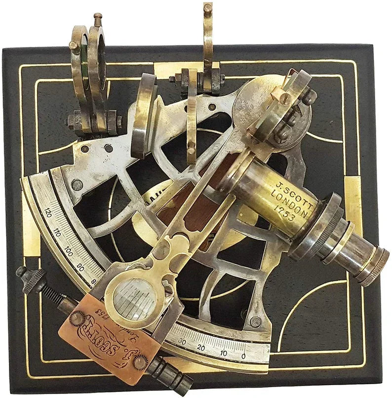 J. Scott London - Brass Ship History Sextant With Wooden Box.
