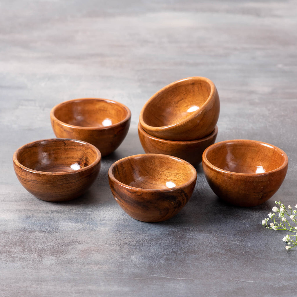 Handcrafted Small Wooden Bowls online set of 6