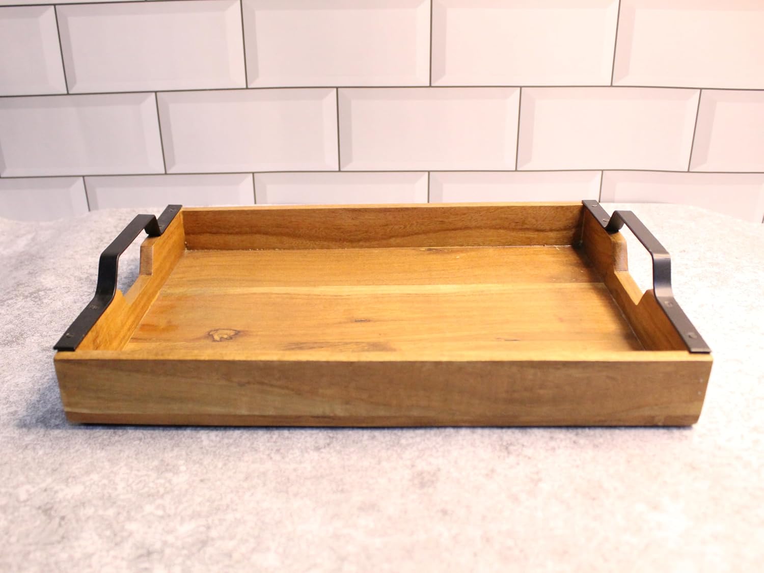 Beautiful Tray Combo with Iron Handle || Acacia Wood || Water Resistant